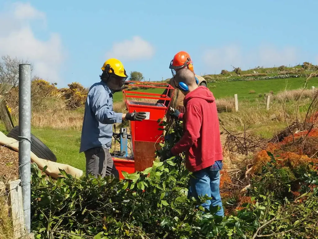 shredding mulch on a host farm